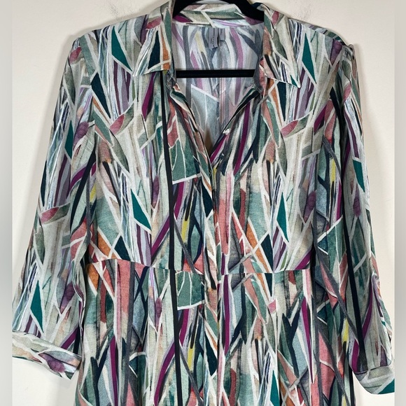 bl-nk ANTHROPOLOGIE Winona Watercolor Shirtdress SZ S FLOWY button Down western - Picture 6 of 16